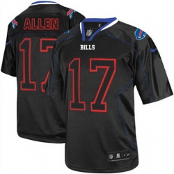 Nike Bills #17 Josh Allen Lights Out Black Mens Stitched NFL Elite Jersey