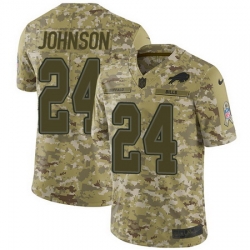 Nike Bills #24 Taron Johnson Camo Mens Stitched NFL Limited 2018 Salute To Service Jersey