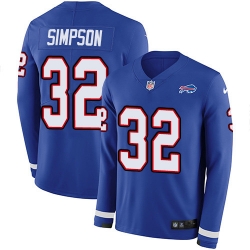 Nike Bills 32 O. J. Simpson Royal Blue Team Color Men s Stitched NFL Limited Therma Long Sleeve Jersey