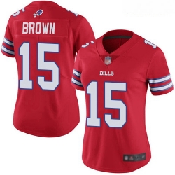 Bills #15 John Brown Red Women Stitched Football Limited Rush Jersey