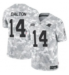 Men Carolina Panthers 14 Andy Dalton 2024 F U S E Arctic Camo Salute To Service Limited Stitched Football Jersey