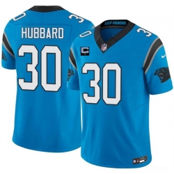 Men Carolina Panthers  30 Chuba Hubbard Blue 2026 F U S E  1 Star C Patch Vapor Limited Stitched Football Jersey