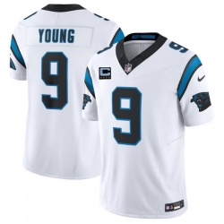 Men Carolina Panthers  9 Bryce Young White 2026 F U S E  4 Star C Patch Vapor Limited Stitched Football Jersey