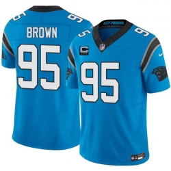 Men Carolina Panthers  95 Derrick Brown Blue 2026 F U S E  3 Star C Patch Vapor Limited Stitched Football Jersey