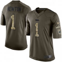 Mens Nike Carolina Panthers 1 Cam Newton Limited Green Salute to Service NFL Jersey