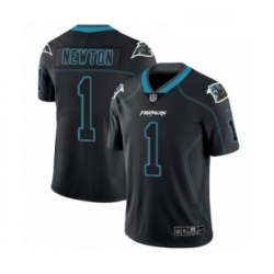 Mens Nike Carolina Panthers 1 Cam Newton Limited Lights Out Black Rush NFL Jersey