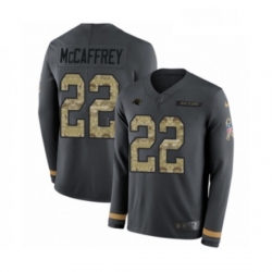 Mens Nike Carolina Panthers 22 Christian McCaffrey Limited Black Salute to Service Therma Long Sleeve NFL Jersey