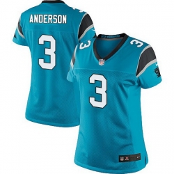 Nike Panthers #3 Derek Anderson Blue Team Color Women Stitched NFL Jersey