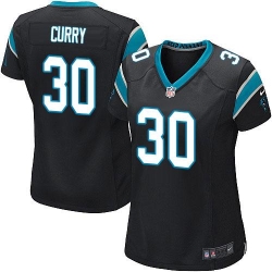 Nike Panthers #30 Stephen Curry Black Team Color Womens Stitched NFL Elite Jersey