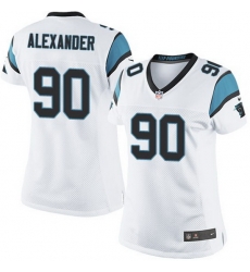 Nike Panthers #90 Frank Alexander White Team Color Women Stitched NFL Jersey