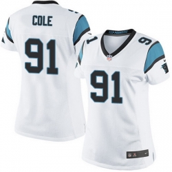 Nike Panthers #91 Colin Cole White Team Color Women Stitched NFL Jersey