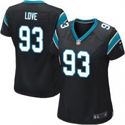 Nike Panthers #93 Jason Trusnik Black Team Color Women Stitched NFL Jersey