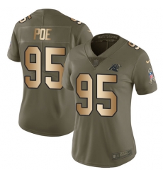 Nike Panthers #95 Dontari Poe Olive Gold Womens Stitched NFL Limited 2017 Salute to Service Jersey