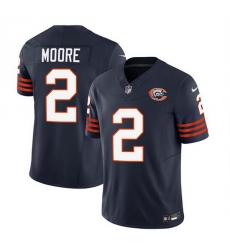 Men Chicago Bears 2 DJ Moore Navy 2023 F U S E  Throwback Limited Stitched Football Jersey