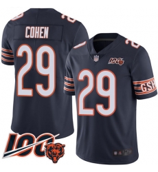 Men Chicago Bears 29 Tarik Cohen Navy Blue Team Color 100th Season Limited Football Jersey