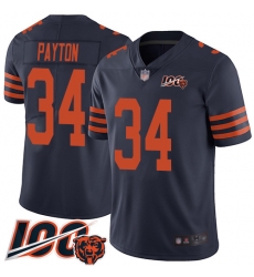 Men Chicago Bears 34 Walter Payton Limited Navy Blue Rush Vapor Untouchable 100th Season Football Jersey