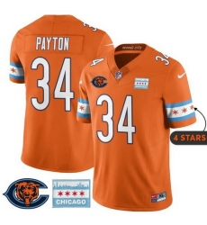 Men Chicago Bears  34 Walter Payton Orange City Edition F U S E  With Chicago Flag Vapor Untouchable Limited Stitched Football Jersey