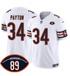 Men Chicago Bears  34 Walter Payton White 2026 F U S E  With Mike Ditka 89 Patch Vapor Untouchable Limited Stitched Football Jersey