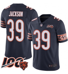 Men Chicago Bears 39 Eddie Jackson Navy Blue Team Color 100th Season Limited Football Jersey