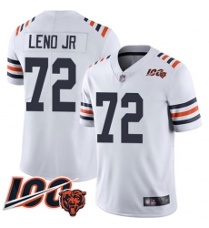 Men Chicago Bears 72 Charles Leno White 100th Season Limited Football Jersey