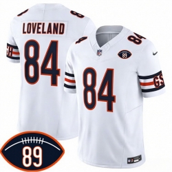 Men Chicago Bears  84 Colston Loveland White 2026 F U S E  With Mike Ditka 89 Patch Vapor Untouchable Limited Stitched Football Jersey