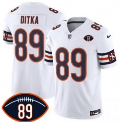 Men Chicago Bears  89 Mike Ditka White 2026 With Mike Ditka 89 Patch F U S E  Vapor Untouchable Limited Stitched Football Jersey