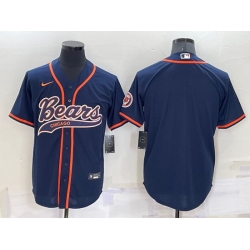 Men Chicago Bears Blank Navy Cool Base Stitched Baseball Jersey