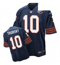 Mens Nike Chicago Bears 10 Mitchell Trubisky Elite Navy Blue Throwback NFL Jersey