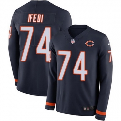 Nike Bears 74 Germain Ifedi Navy Blue Team Color Men Stitched NFL Limited Therma Long Sleeve Jersey