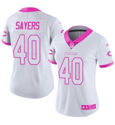 Nike Bears #40 Gale Sayers White Pink Womens Stitched NFL Limited Rush Fashion Jersey