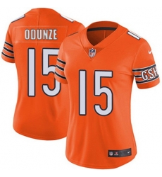 Women Chicago Bears 15 Rome Odunze Orange Vapor Stitched Jersey