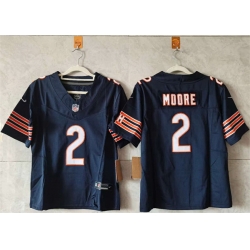 Women Chicago Bears 2 DJ Moore Navy 2024 F U S E Vapor Stitched Jersey 