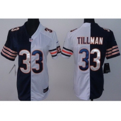 Women Nike Chicago Bears 33 Charles Tillman Blue White Split NFL Jerseys