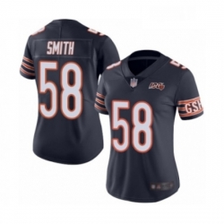 Womens Chicago Bears 58 Roquan Smith Navy Blue Team Color 100th Season Limited Football Jersey