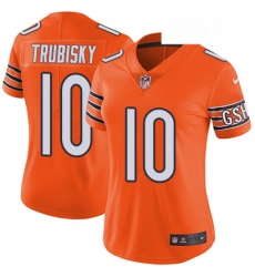 Womens Nike Chicago Bears 10 Mitchell Trubisky Limited Orange Rush Vapor Untouchable NFL Jersey