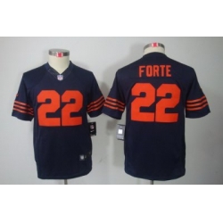 Nike Youth Chicago Bears #22 Matt Forte Blue LIMITED Jerseys(Orange Number)