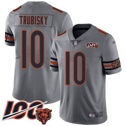 Youth Chicago Bears 10 Mitchell Trubisky Limited Silver Inverted Legend 100th Season Football Jerseyrse