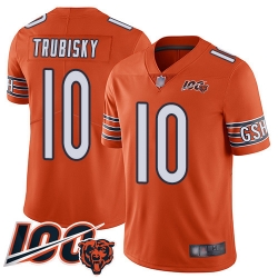 Youth Chicago Bears 10 Mitchell Trubisky Orange Alternate 100th Season Limited Football Jersey