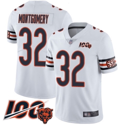 Youth Chicago Bears 32 David Montgomery White Vapor Untouchable Limited Player 100th Season Football Jersey