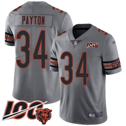 Youth Chicago Bears 34 Walter Payton Limited Silver Inverted Legend 100th Season Football Jersey