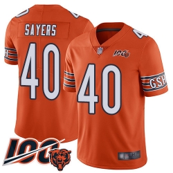 Youth Chicago Bears 40 Gale Sayers Orange Alternate 100th Season Limited Football Jersey