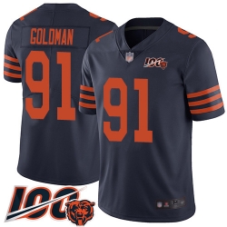 Youth Chicago Bears 91 Eddie Goldman Limited Navy Blue Rush Vapor Untouchable 100th Season Football Jersey