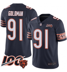 Youth Chicago Bears 91 Eddie Goldman Navy Blue Team Color 100th Season Limited Football Jersey