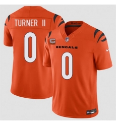 Men Cincinnati Bengals  0 DJ Turner II Orange 2026 F U S E  1 Star C Patch Vapor Untouchable Limited Stitched Football Jersey