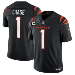 Men Cincinnati Bengals  1 Ja Marr Chase Black 2026 F U S E  2 Star C Patch Vapor Untouchable Limited Stitched Football Jersey