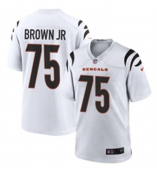 Men Cincinnati Bengals 75 Orlando Brown Jr White Stitched Game Jersey