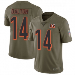 Mens Nike Cincinnati Bengals 14 Andy Dalton Limited Olive 2017 Salute to Service NFL Jersey