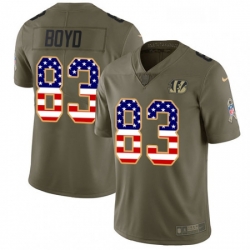 Mens Nike Cincinnati Bengals 83 Tyler Boyd Limited OliveUSA Flag 2017 Salute to Service NFL Jersey