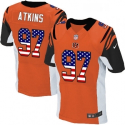 Mens Nike Cincinnati Bengals 97 Geno Atkins Elite Orange Alternate USA Flag Fashion NFL Jersey