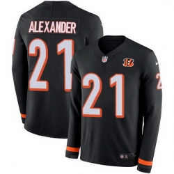 Nike Bengals 21 Mackensie Alexander Black Team Color Men Stitched NFL Limited Therma Long Sleeve Jersey